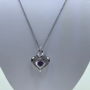 Sterling Silver Amethyst & Diamond Necklace